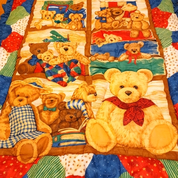 Family Bear Nursery Quilt/ Bedding Crib - Picture 3 of 7